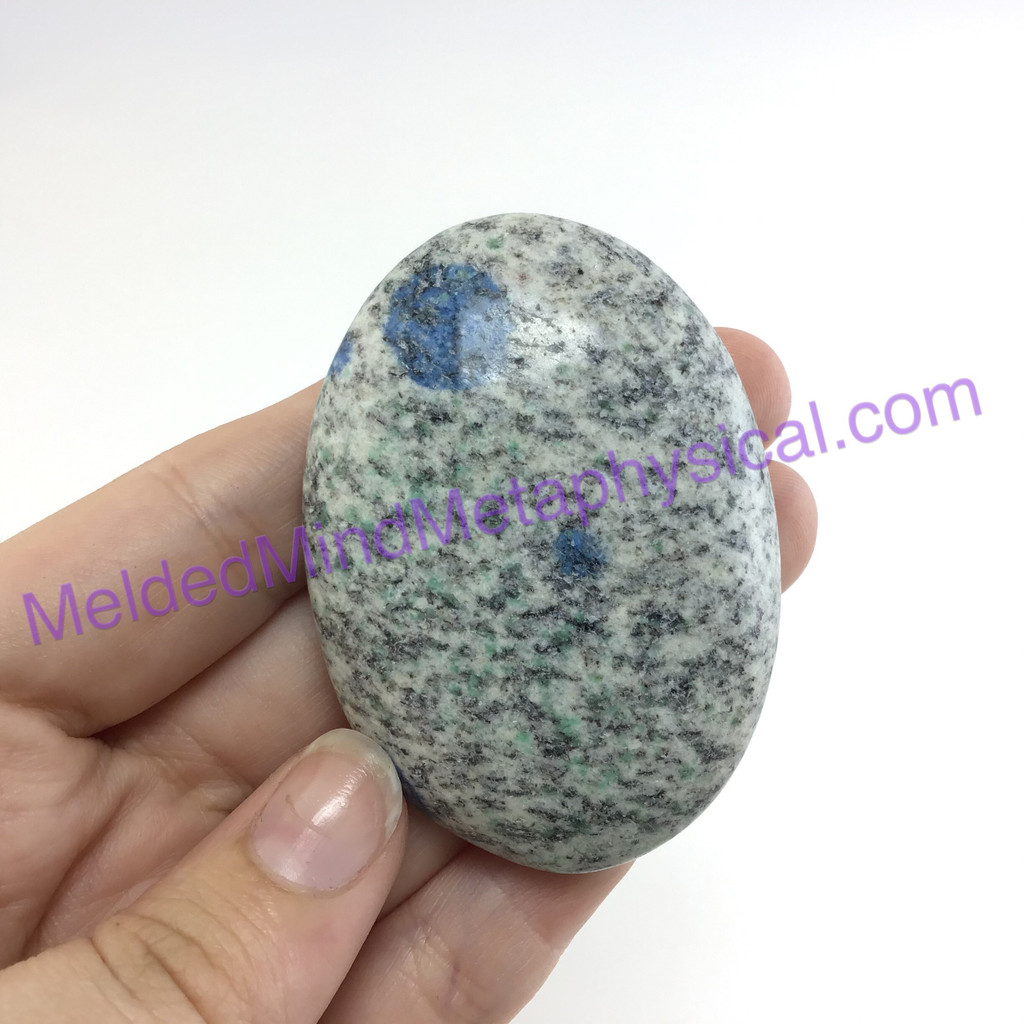 MeldedMind058 K2 Palmstone with Malachite Oval Smooth 58mm Azurite in Granite