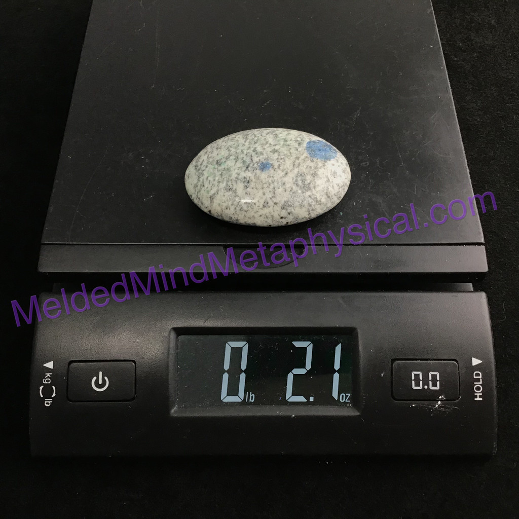 MeldedMind058 K2 Palmstone with Malachite Oval Smooth 58mm Azurite in Granite