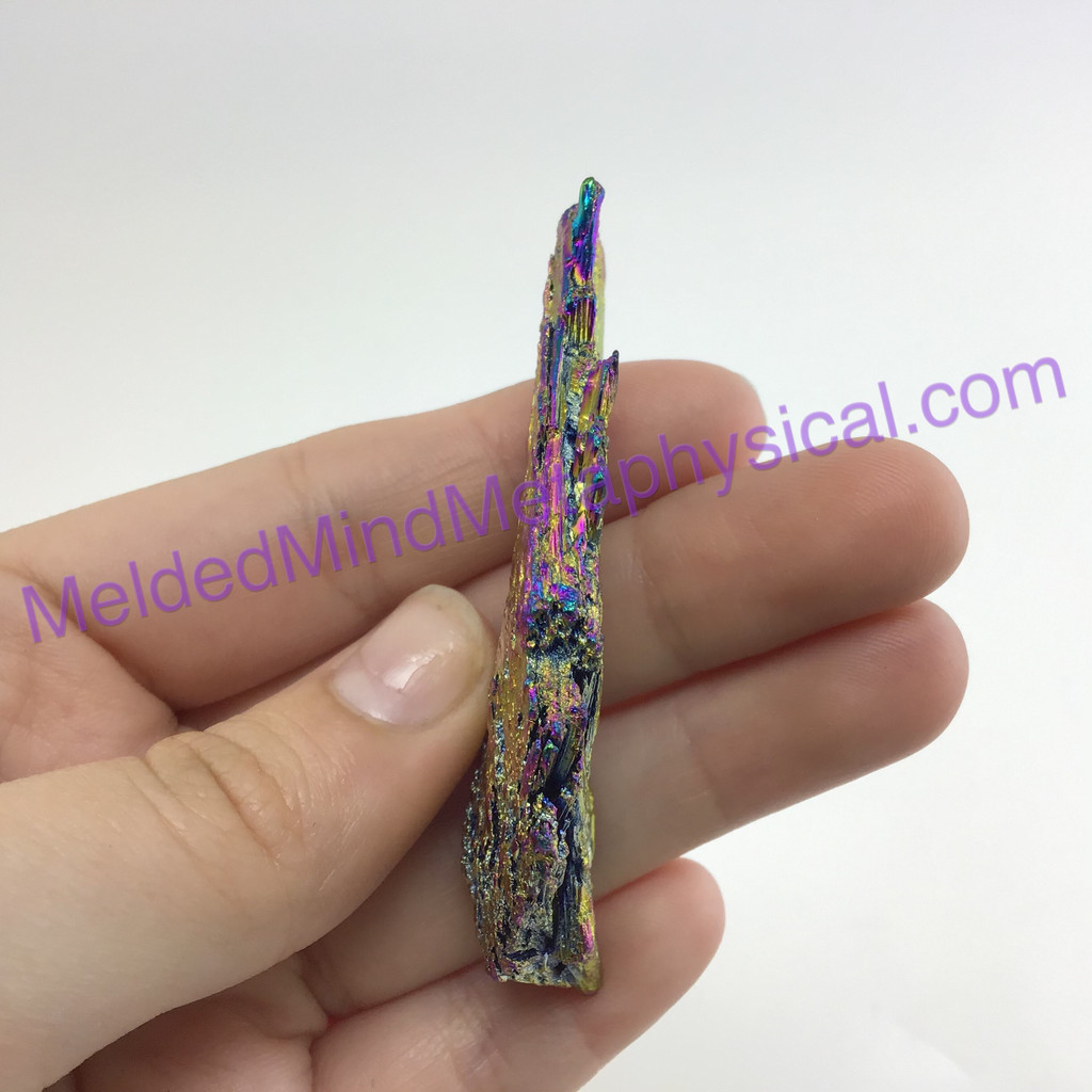 MeldedMind313 Rainbow Titanium Coated Kyanite Blade Pendant 66mm Pre Drilled