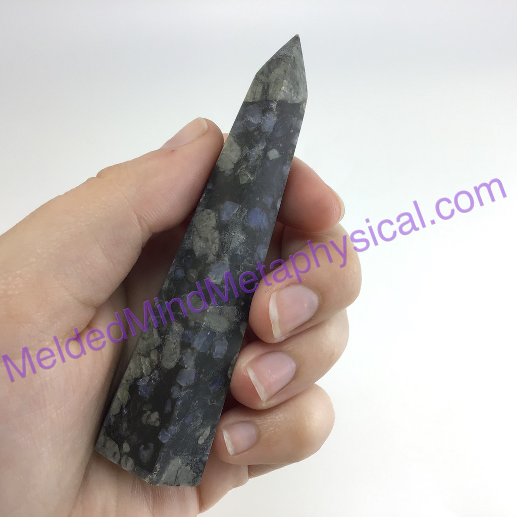 MeldedMind834 Que Sera Sera Obelisk 92mm Llanite Metaphysical Crystal Decor