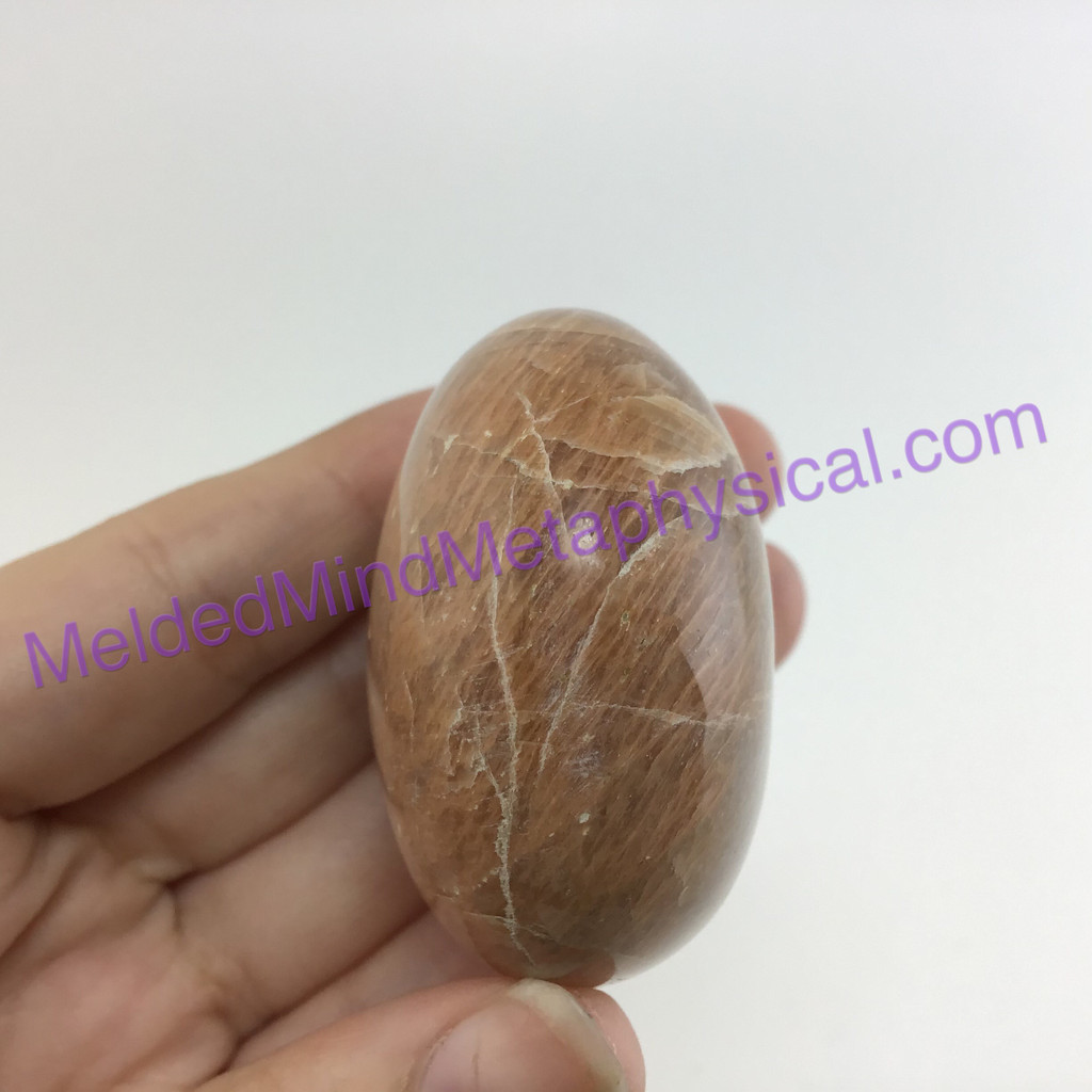 MeldedMind268 Orange Moonstone Palm Stone 56mm Worry Crystal Stone