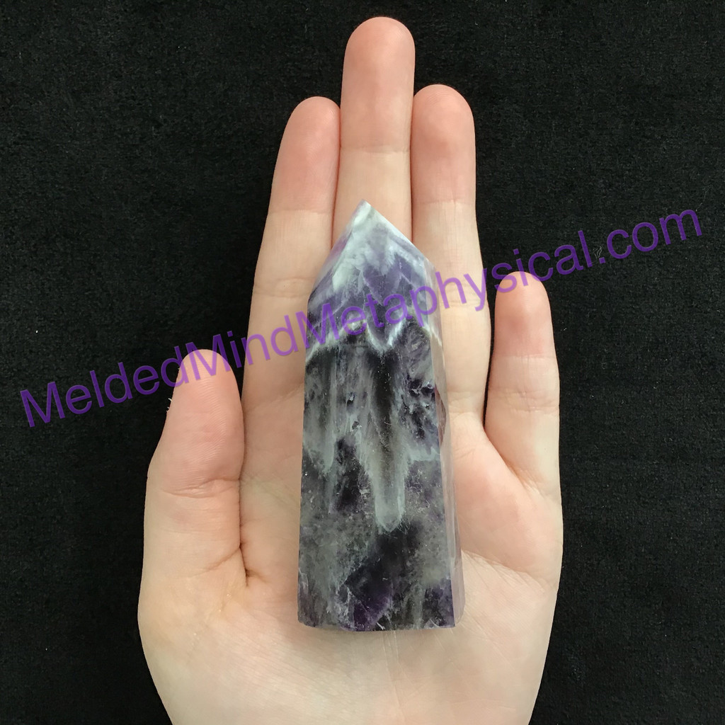 MeldedMind Chevron Amethyst Obelisk 3.1in 81mm Holisitic Crystal Altar Decor 066