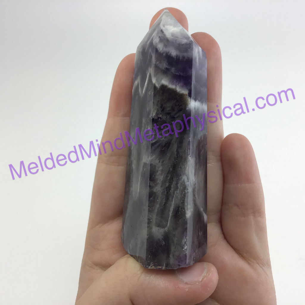 MeldedMind Chevron Amethyst Obelisk 3.1in 81mm Holisitic Crystal Altar Decor 066