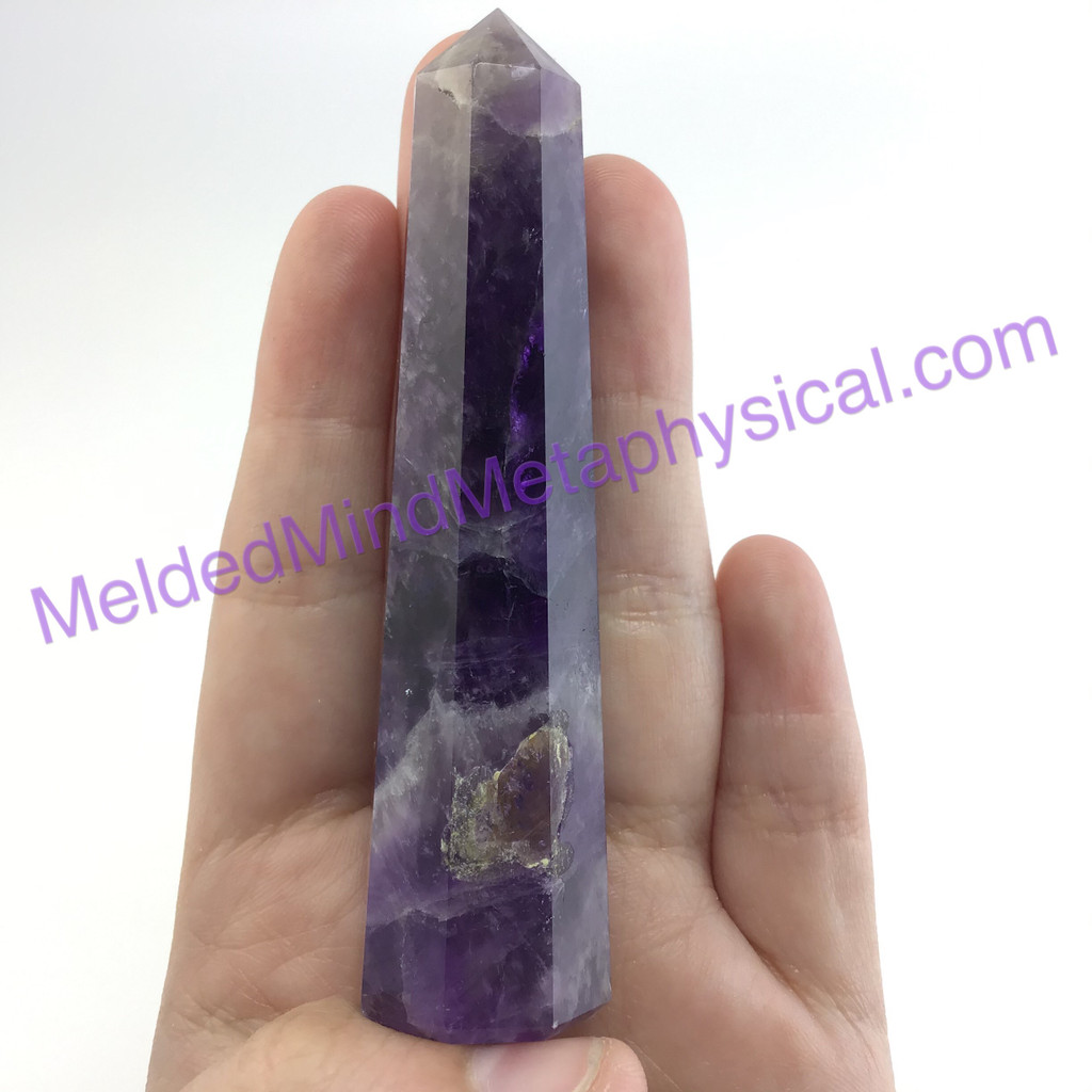 MeldedMind Chevron Amethyst Obelisk 3.4in 88mm Holisitic Crystal Altar Decor 067