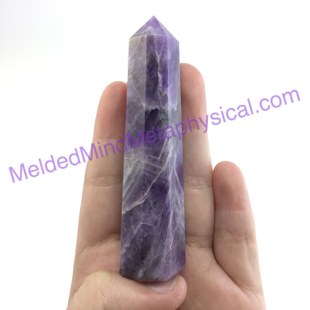 MeldedMind Chevron Amethyst Obelisk 3.3in 85mm Holisitic Crystal Altar Decor 068