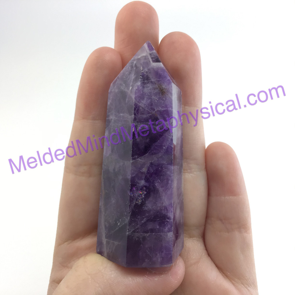 MeldedMind Chevron Amethyst Obelisk 2.5in 63mm Holisitic Crystal Altar Decor 074