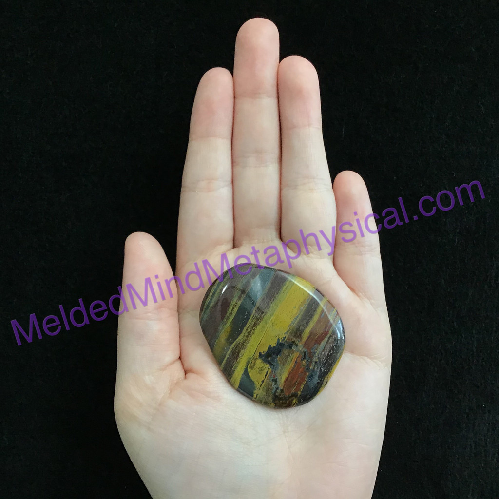 MeldedMind110 Tiger Iron Palm Smooth Worry Stone 47mm Holistic Metaphysical