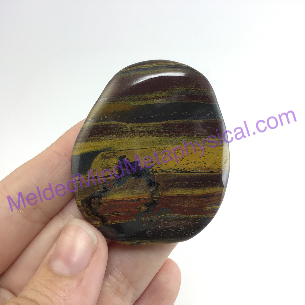 MeldedMind110 Tiger Iron Palm Smooth Worry Stone 47mm Holistic Metaphysical