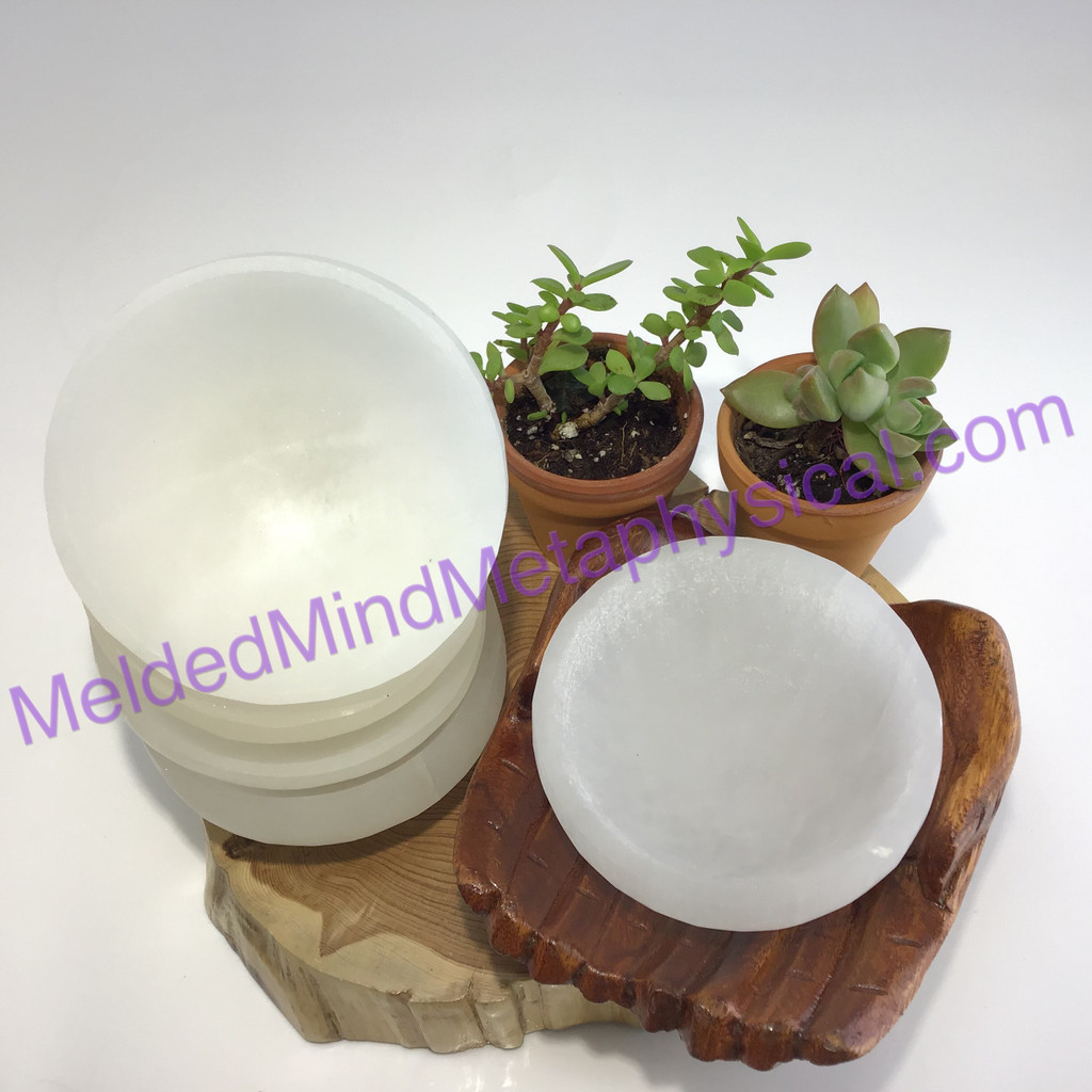 MeldedMind035 One (1) Polished 4in Selenite Bowl Cleansing Crystal Bowl