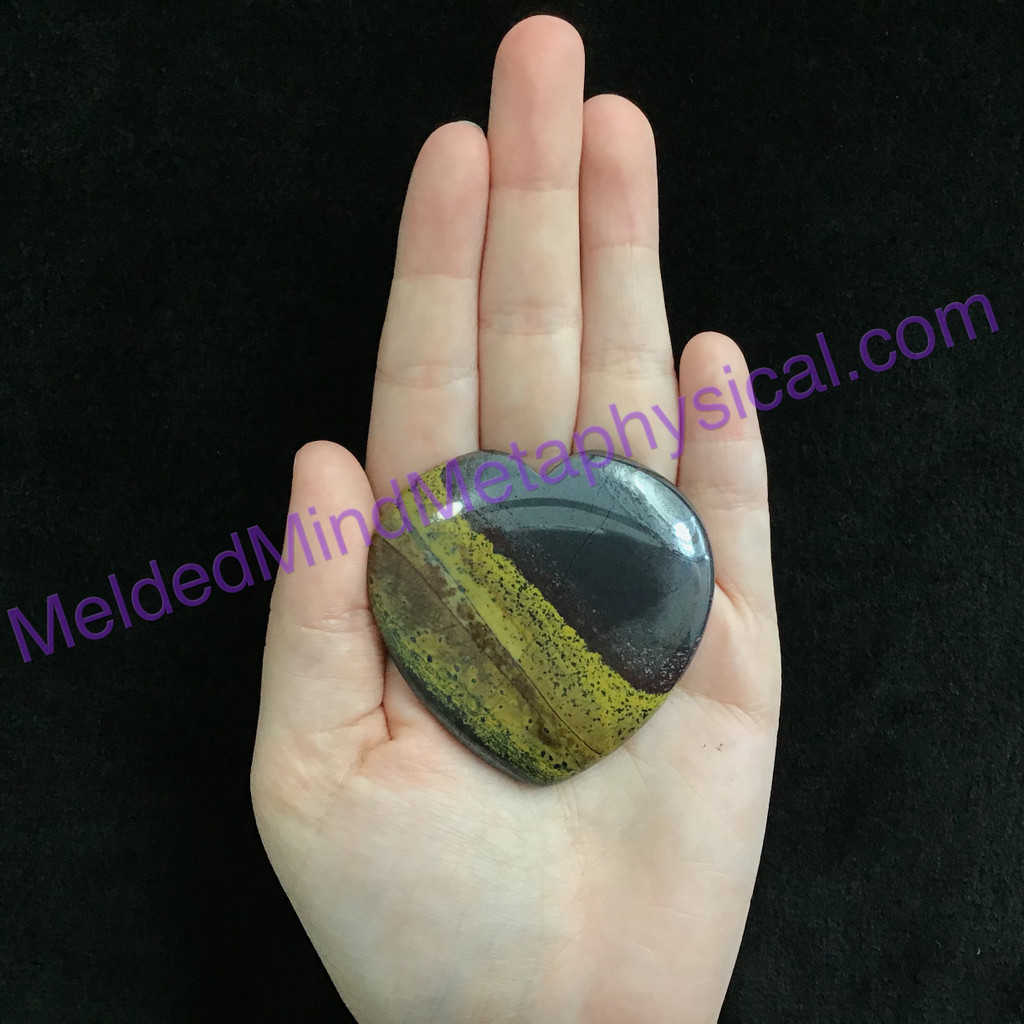 MeldedMind117 Natural Tiger Iron Thumb Stone Heart 53mm Hematite Worry Stone