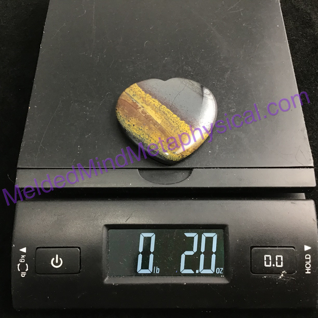 MeldedMind117 Natural Tiger Iron Thumb Stone Heart 53mm Hematite Worry Stone