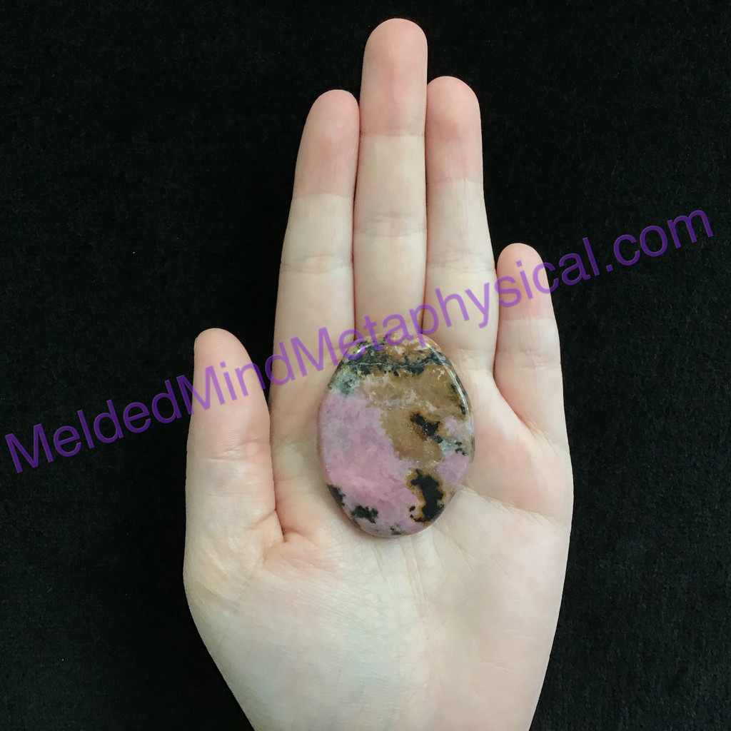 MeldedMind Rhodonite Palm Stone 46mm Smooth Worry Pocket Metaphysical 155