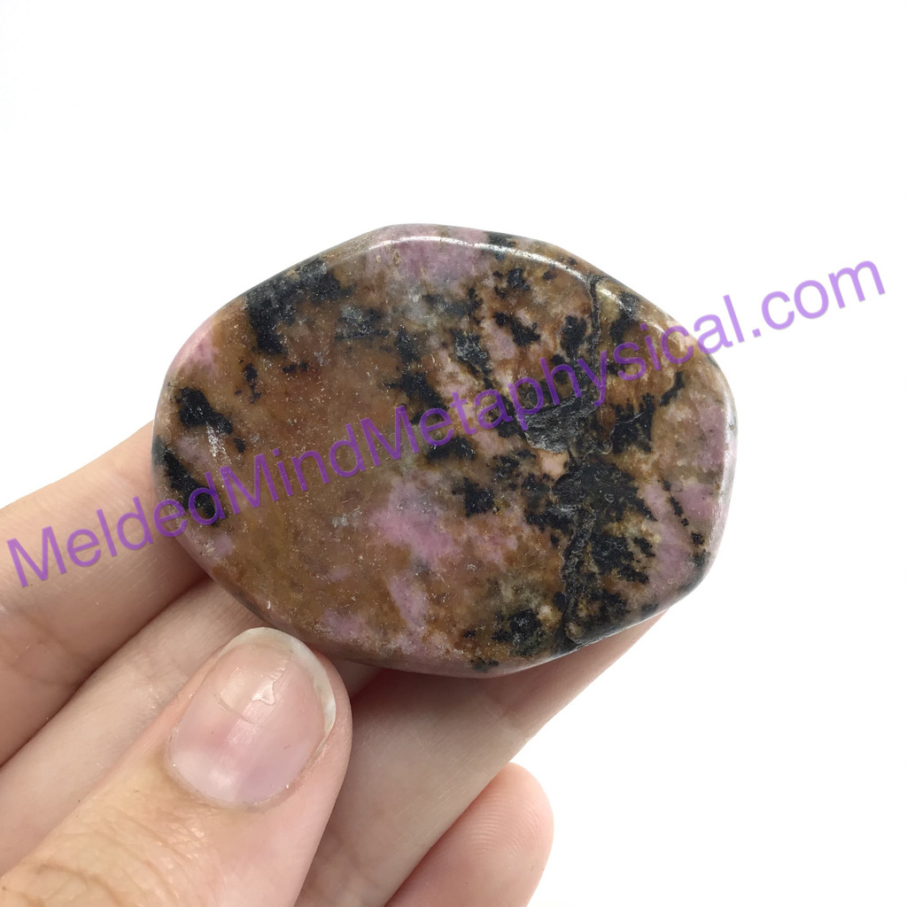 MeldedMind Rhodonite Palm Stone 46mm Smooth Worry Pocket Metaphysical 155