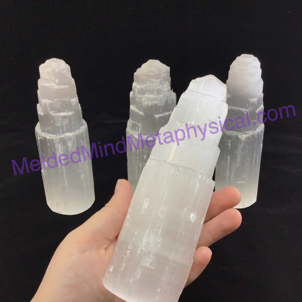 Limited Stock! Satin Spar Selenite Tower 6in Cleansing Crystal Chakra