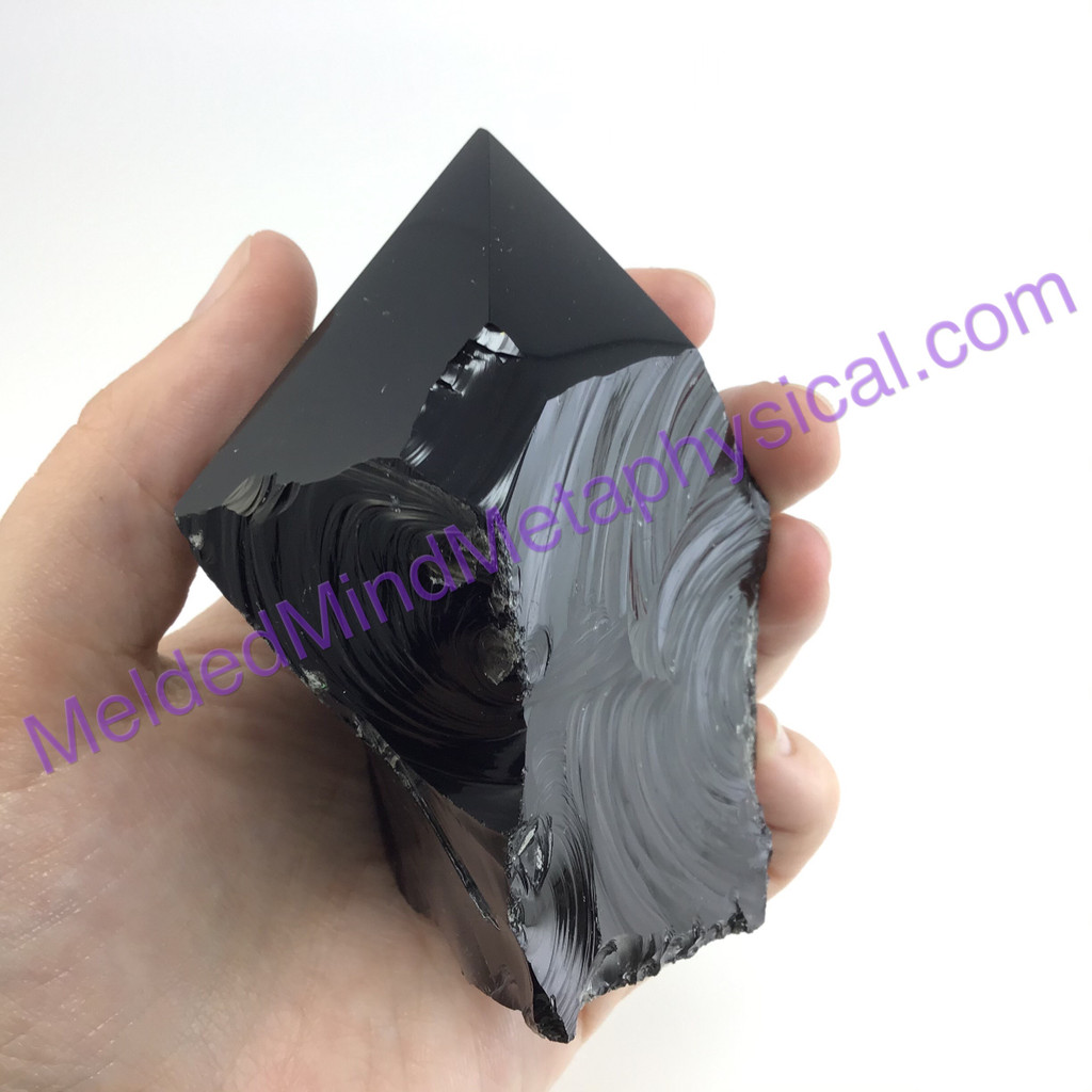 MeldedMind Black Obsidian Obelisk 88mm Metaphysical Crystal Decor 205