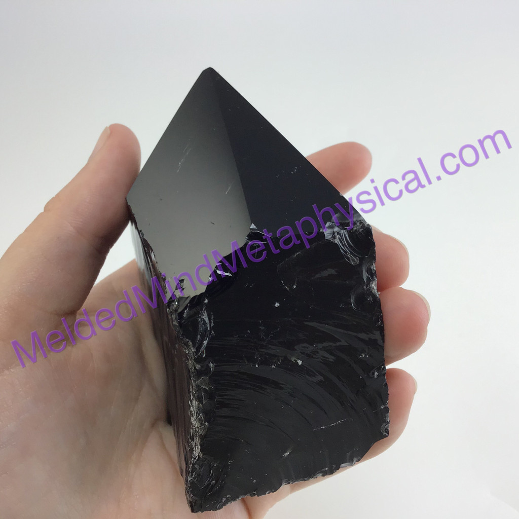 MeldedMind Black Obsidian Obelisk 88mm Metaphysical Crystal Decor 205