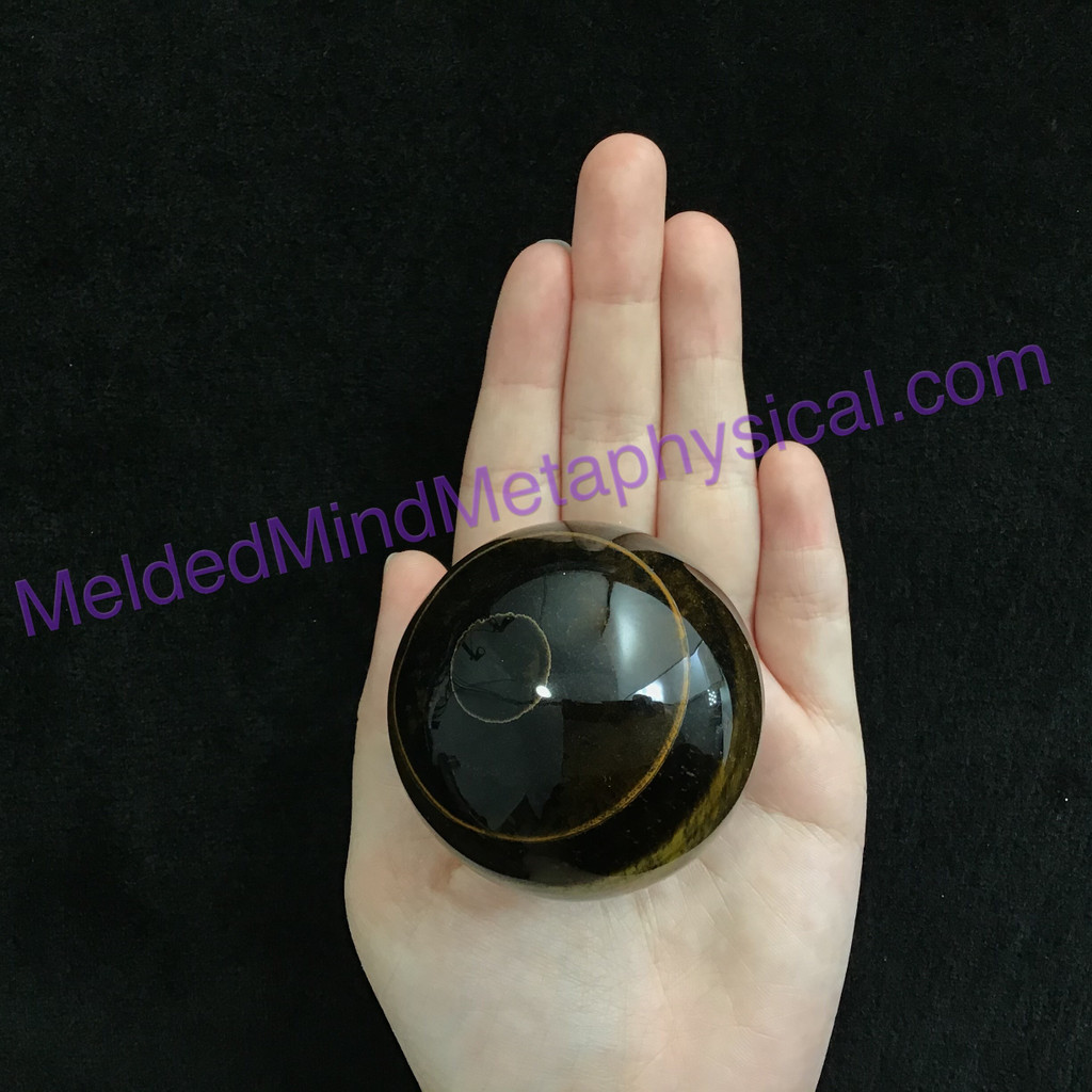 MeldedMind Polished Golden Tiger's Eye Sphere 55mm Smooth Healing Metaphysical 0