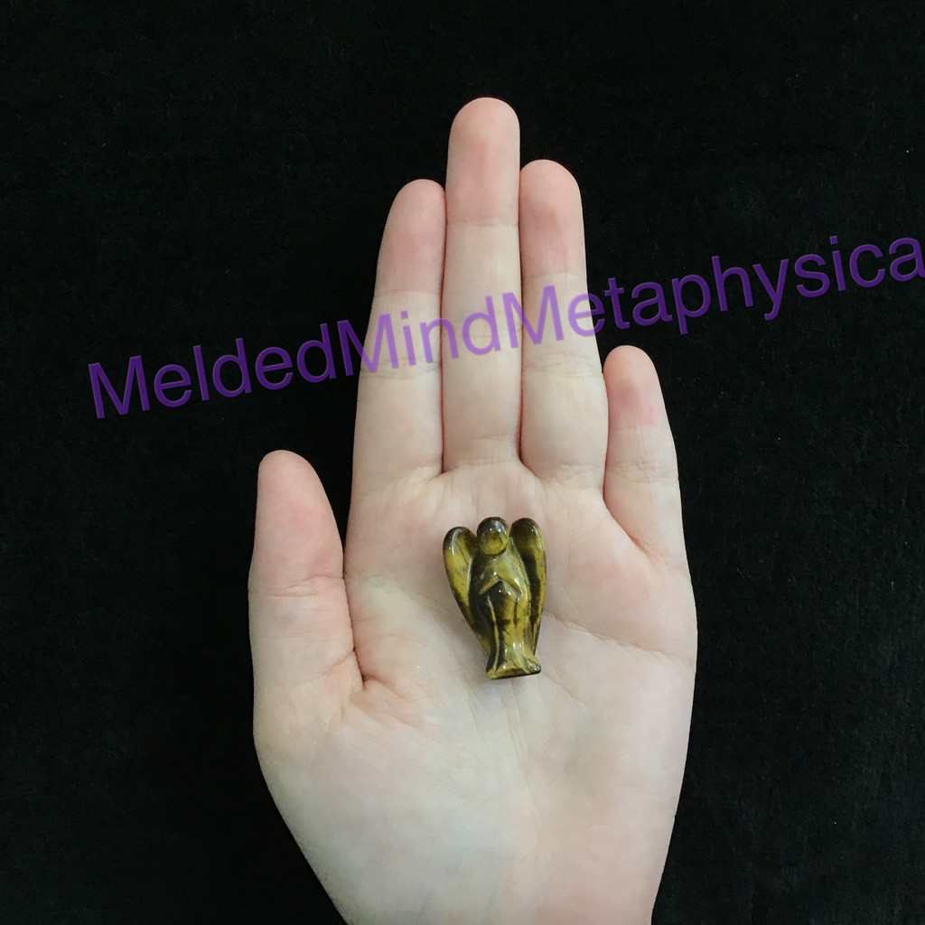 MeldedMind Hand Carved Golden Tiger's Eye Angel 31mm Polished Crystal Stone 156