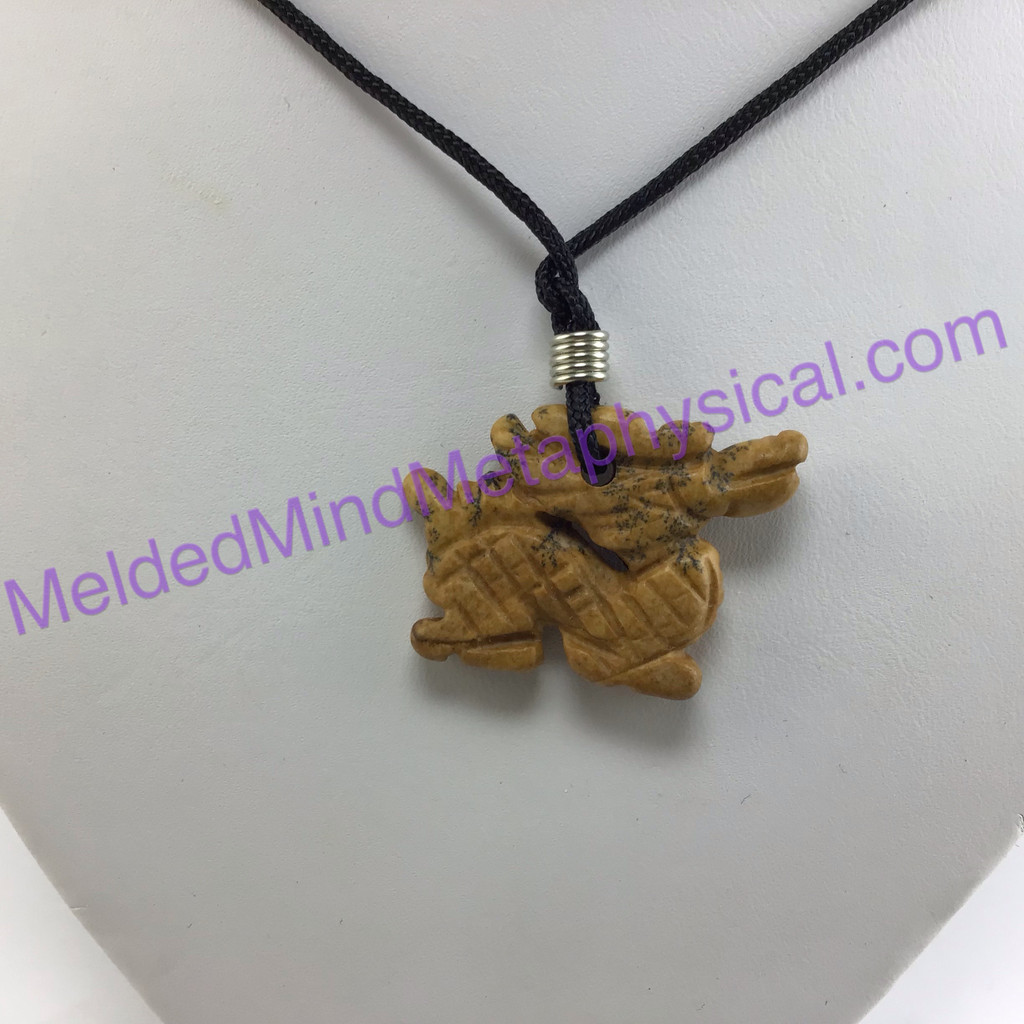 MeldedMind Picture Jasper Dragon Necklace 1.28 Inches 32mm Pendant Healing 597