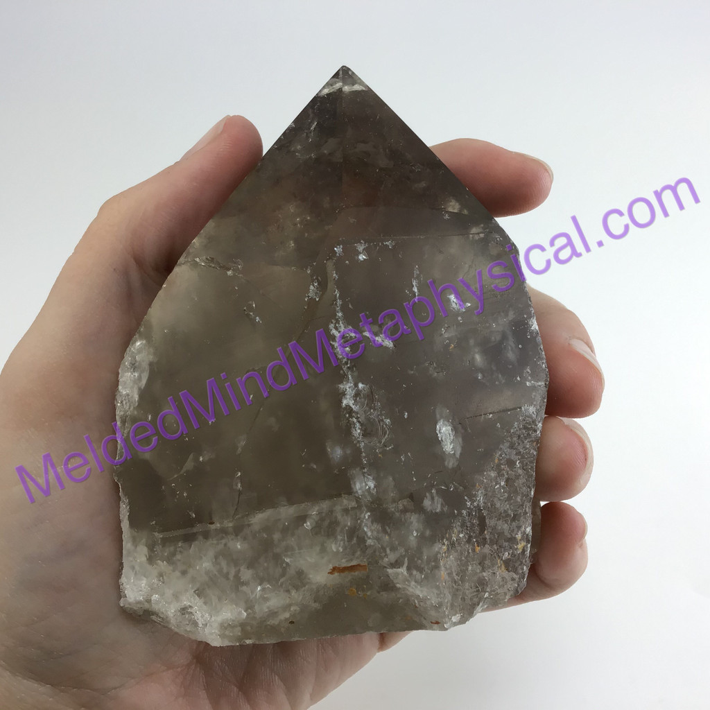 MeldedMind Polished Natural Smoky Quartz 3.28in 91.1mm Crystal Point Rainbow 043