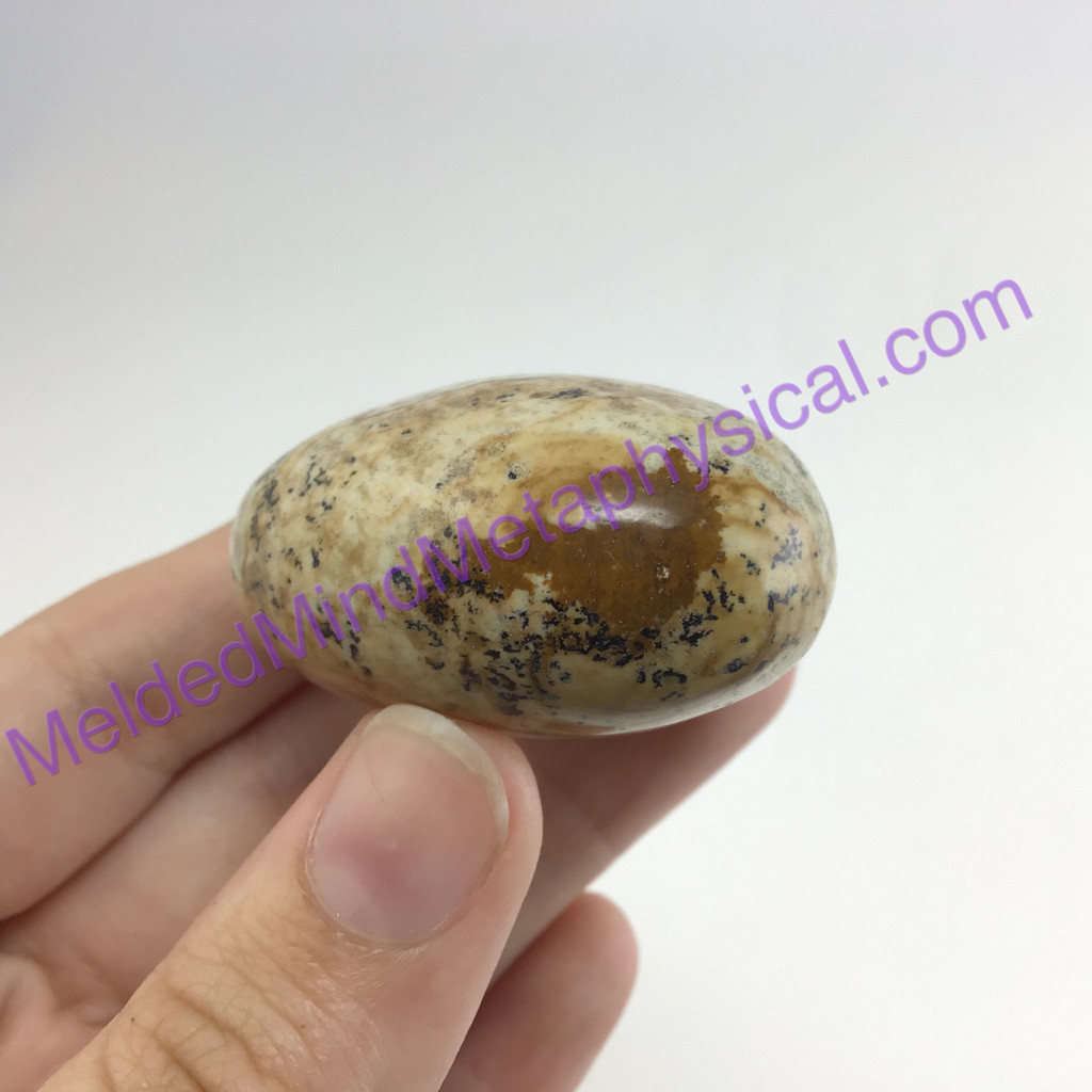 MeldedMind Natural Picture Jasper Puffed Heart 1.73in 44mm Brown Tan Stone 011