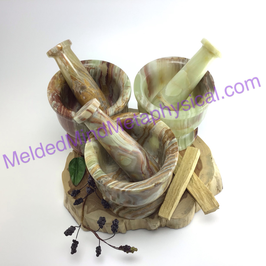 MeldedMind 4in Onyx Mortar&Pestle Great for Herb Grinding and Crushing 216