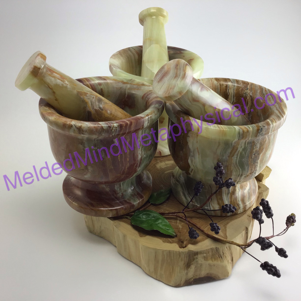 MeldedMind 4in Onyx Mortar&Pestle Great for Herb Grinding and Crushing 216