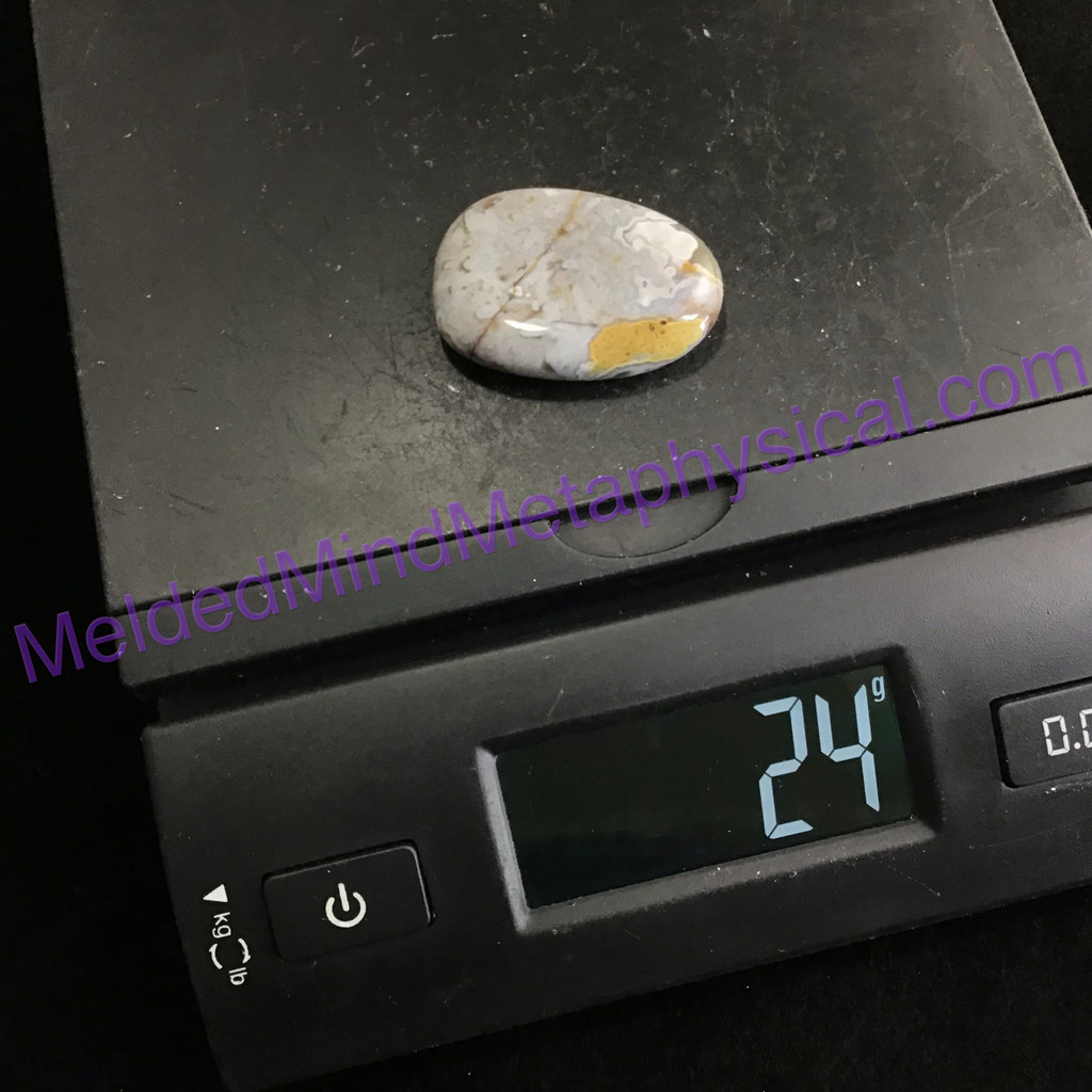 MeldedMind Crazy Lace Agate Palm Stone 1.67in 42mm Laughter Stone Happy Lace 078
