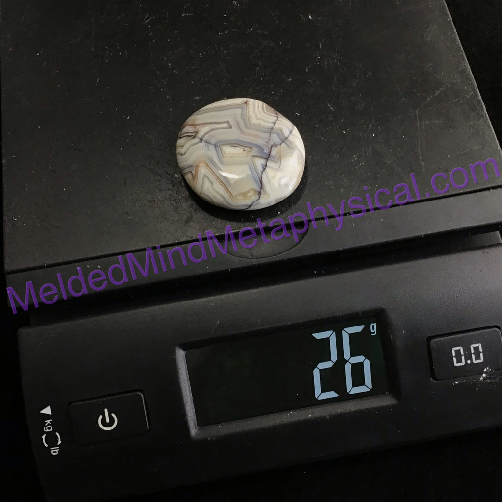 MeldedMind Crazy Lace Agate Palm Stone 1.60in 40mm Laughter Stone Happy Lace 080