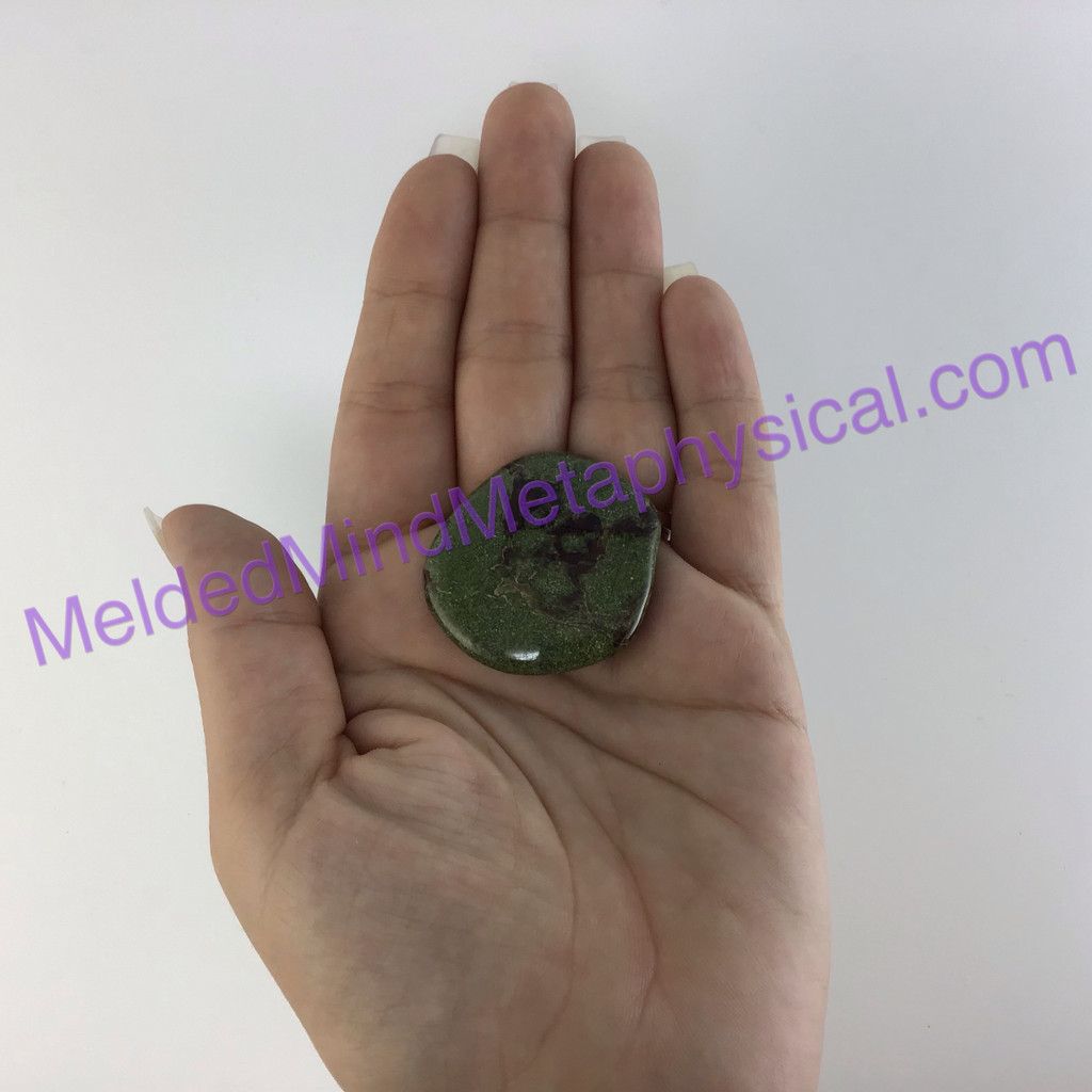 MeldedMind Dragons Blood Jasper Palm Smooth Worry Stone 1.61in Green Red 098