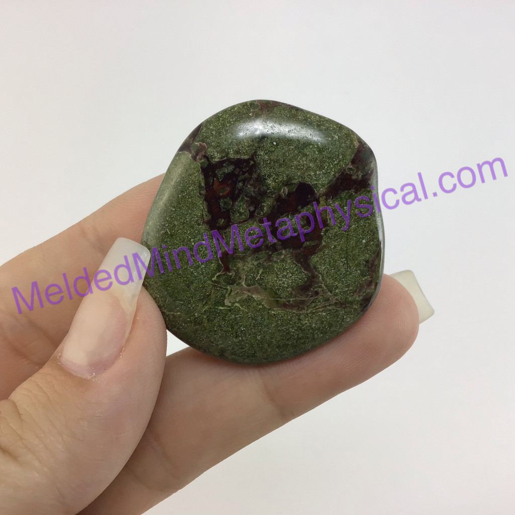 MeldedMind Dragons Blood Jasper Palm Smooth Worry Stone 1.61in Green Red 098