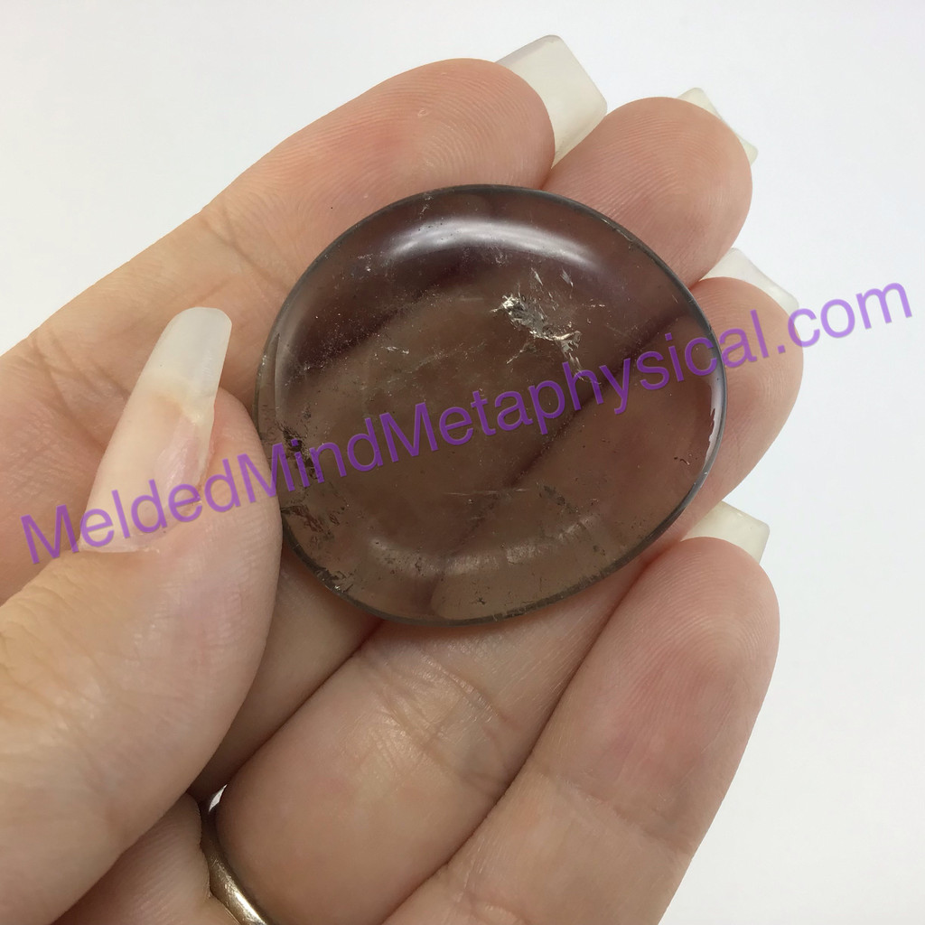 MeldedMind Smoky Quartz Palm Smooth Worry Stone 1.50in 38mm Smokey Stone 063