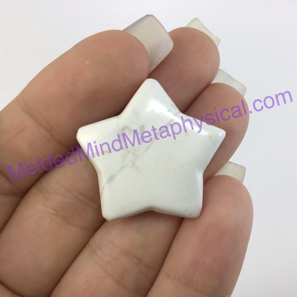 MeldedMind Howlite Star 1.15in 29mm White Buffalo Stone of Awareness 307