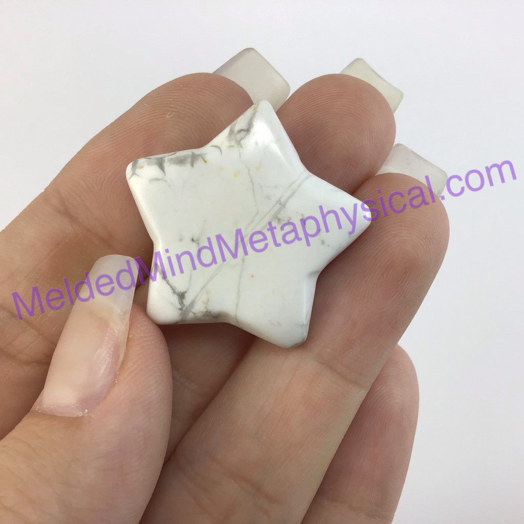 MeldedMind Howlite Star 1.15in 29mm White Buffalo Stone of Awareness 307