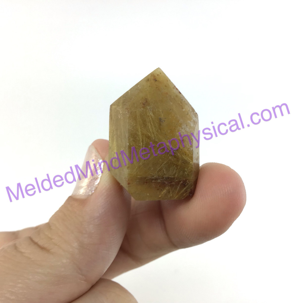 MeldedMind Small Rutilated Quartz Obelisk 1.12in 12g Rutile Point Rainbow 036