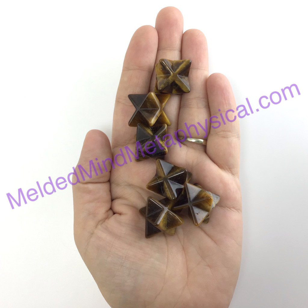 MeldedMind One (1) Golden Tiger's Eye Merkaba .97 in - 1in Carving Manifestation