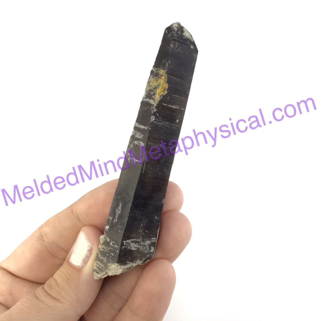 MeldedMind Blk Elestial Skeletal Quartz Wand 2.21in Phantom Natural Point 714