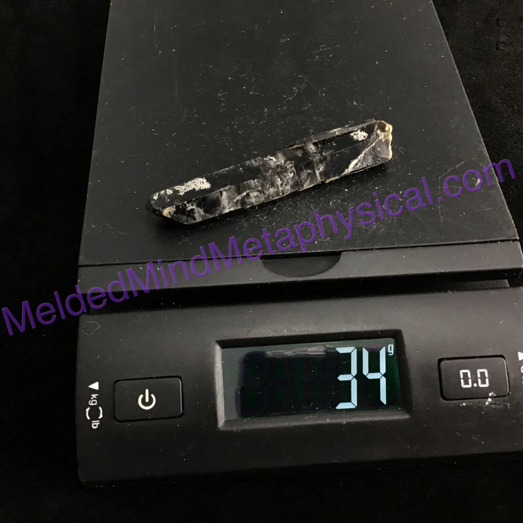 MeldedMind Blk Elestial Skeletal Quartz Wand 3.77in Phantom Natural Point 723