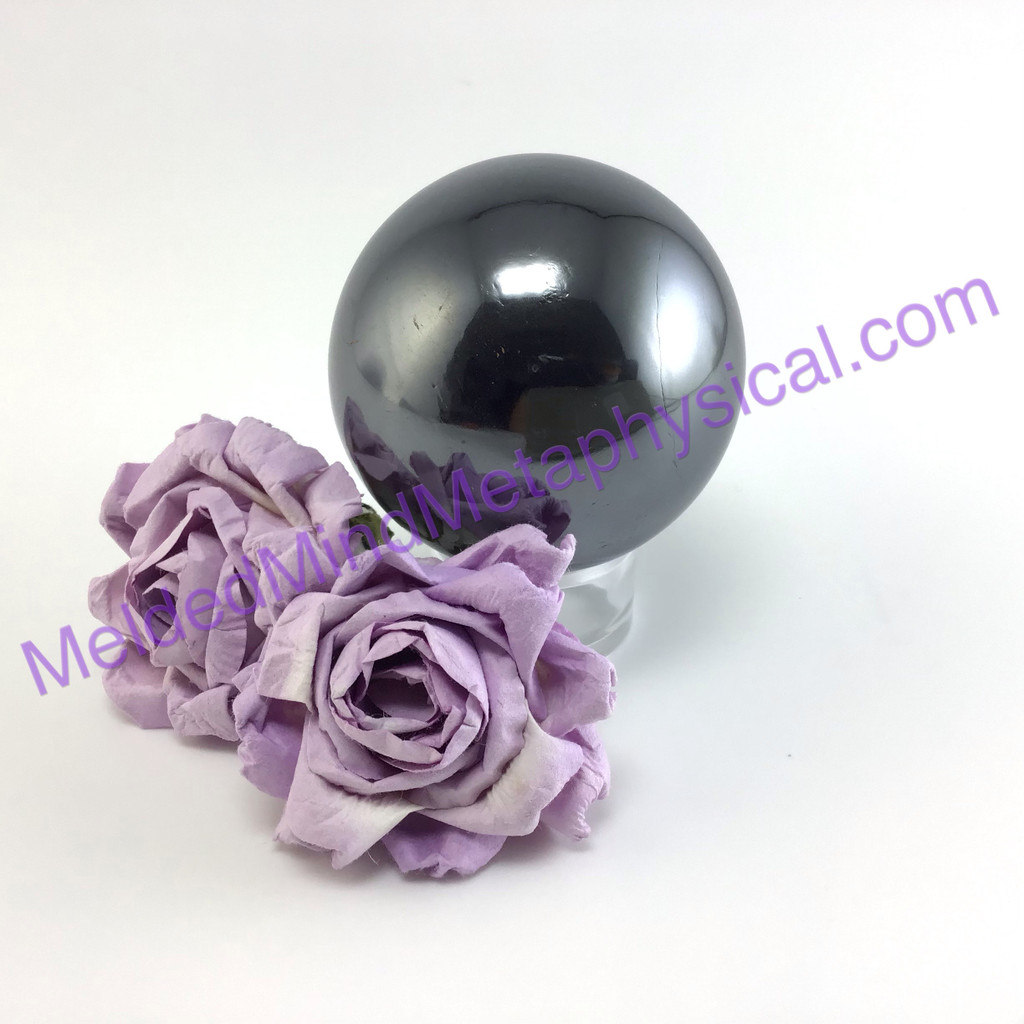 MeldedMind Hematite Sphere 2.25in 56mm Altar Mineral Black 238