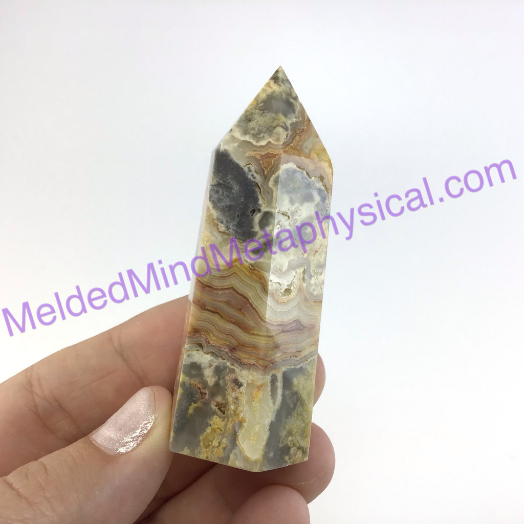 MeldedMind Crazy Lace Agate Obelisk 2.68in Tower Altar Decor Point 280