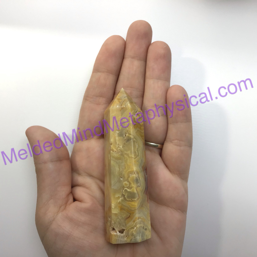 MeldedMind Crazy Lace Agate Obelisk 3.63in Tower Altar Decor Point 281