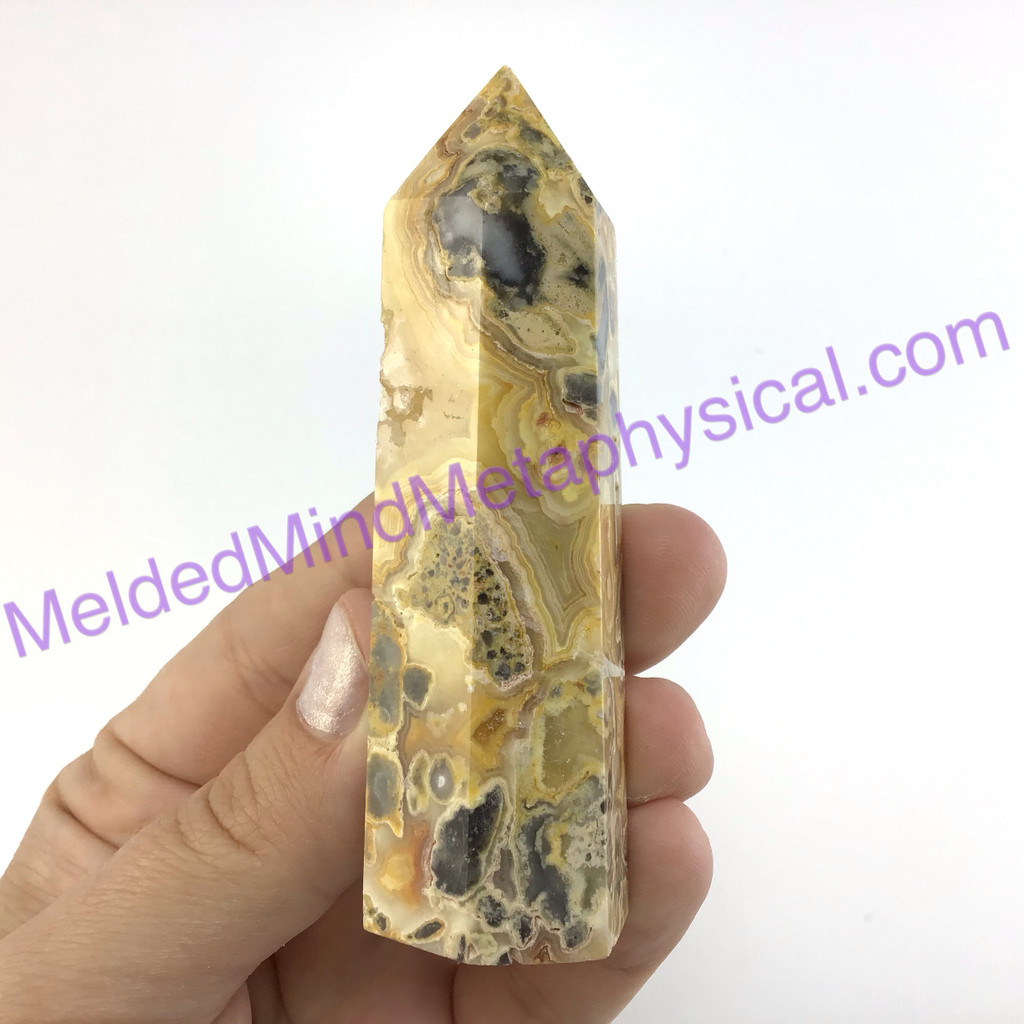 MeldedMind Crazy Lace Agate Obelisk 3.57in Tower Altar Decor Point 282