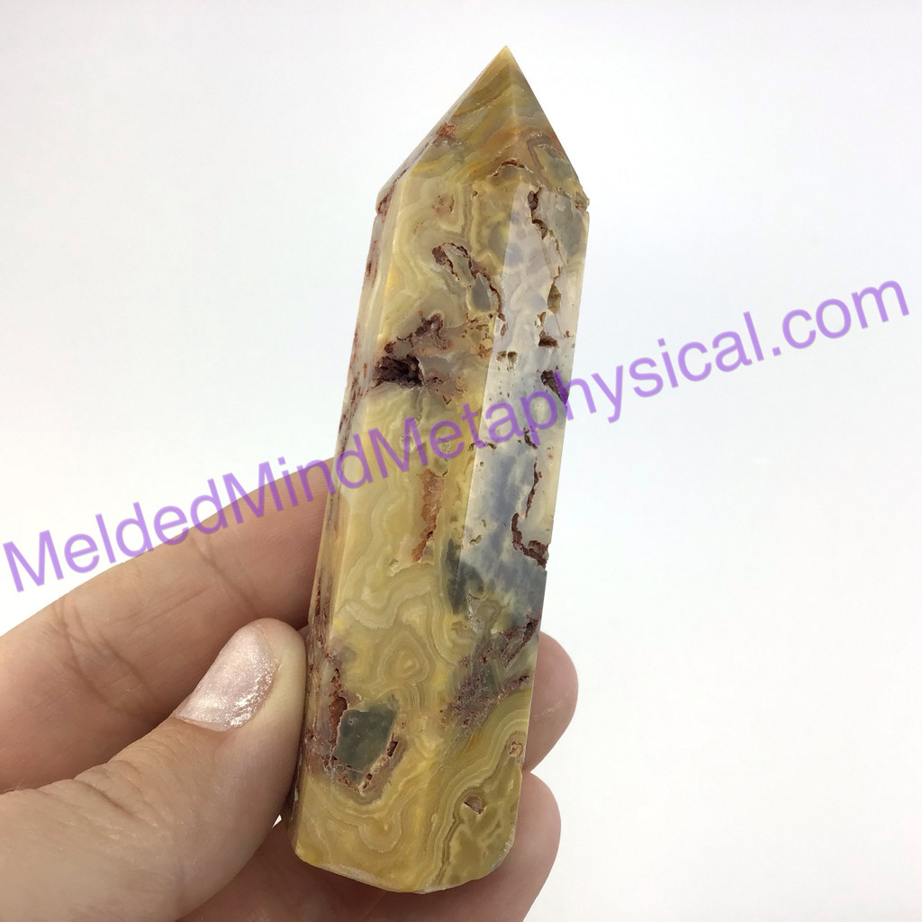 MeldedMind Crazy Lace Agate Obelisk 3.68in Tower Altar Decor Point 285