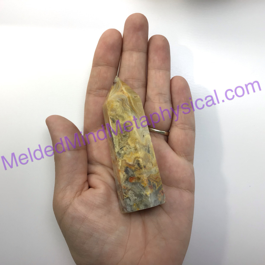 MeldedMind Crazy Lace Agate Obelisk 3.49in Tower Altar Decor Point 286