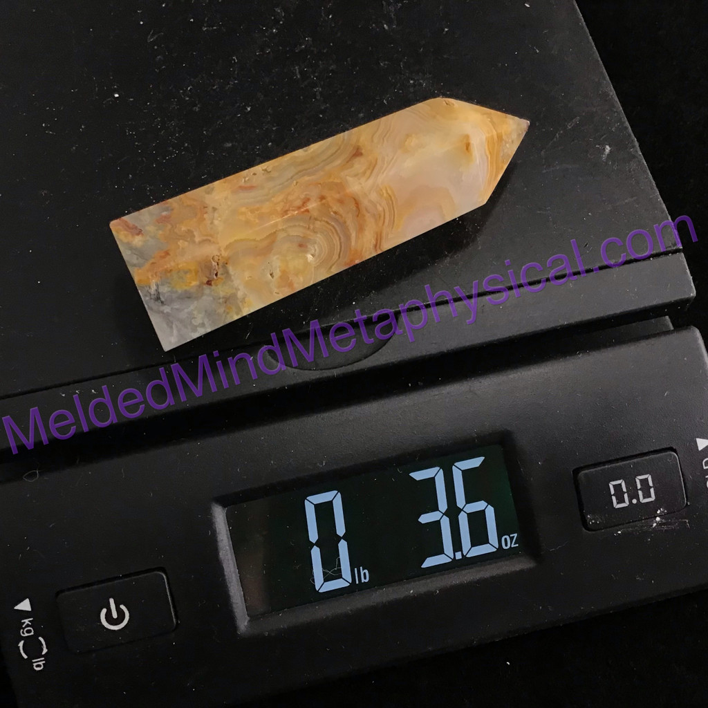 MeldedMind Crazy Lace Agate Obelisk 3.49in Tower Altar Decor Point 286