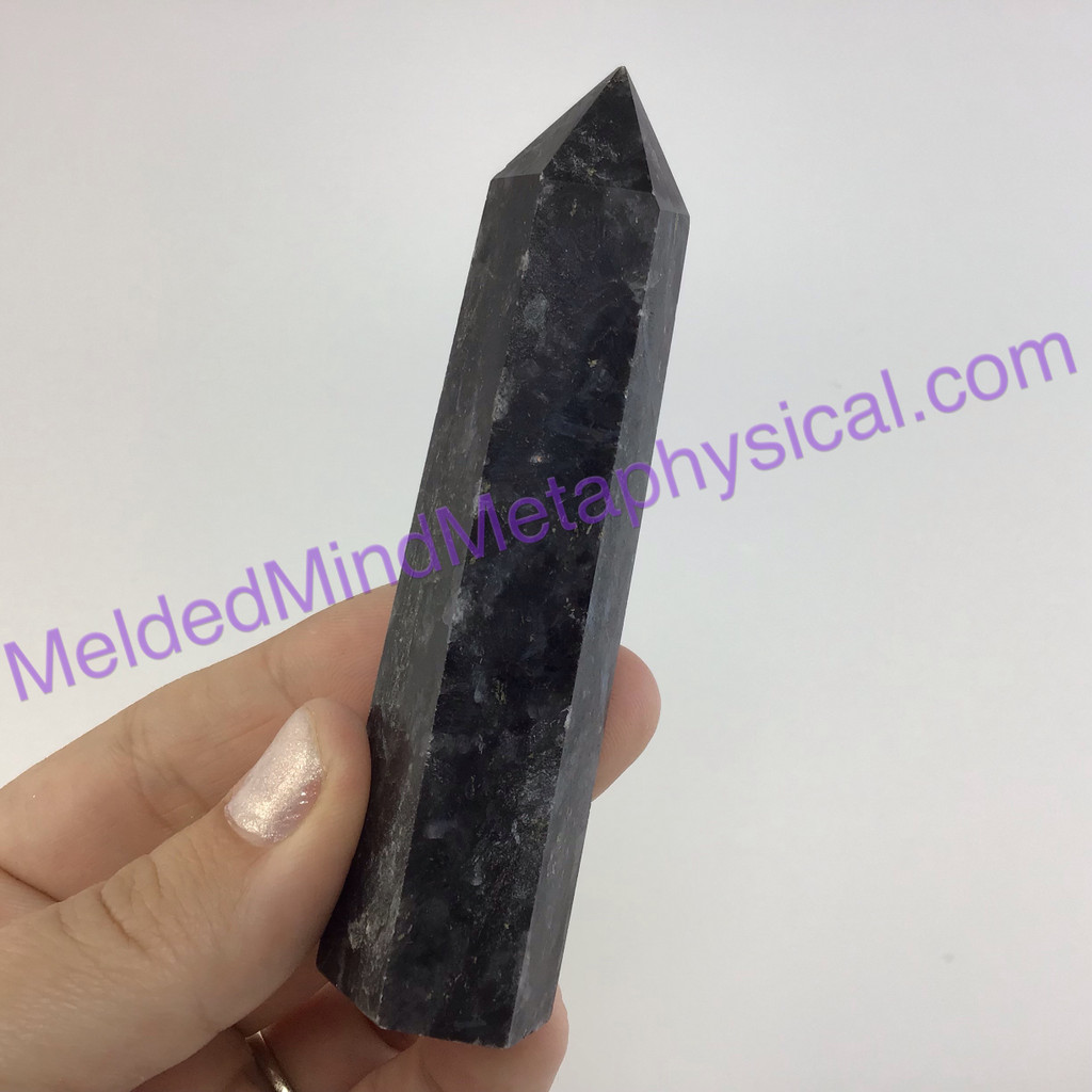 MeldedMind Arfvedsonite Obelisk 4in Crystal Black Amphibole 292