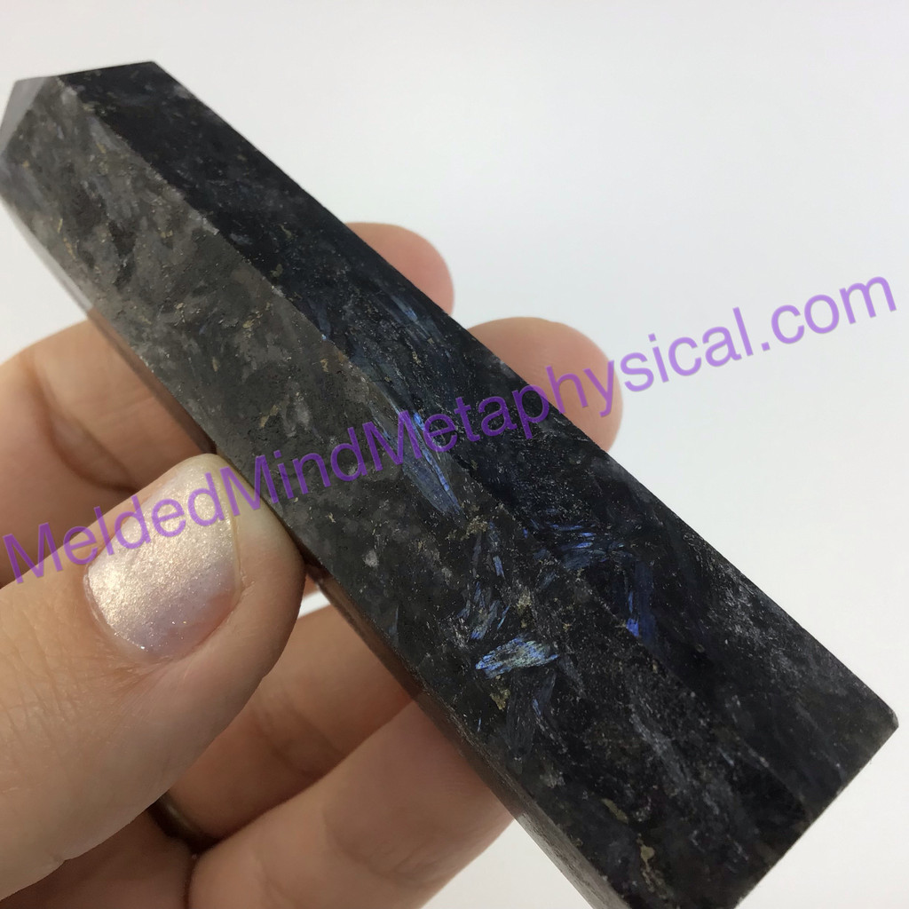 MeldedMind Arfvedsonite Obelisk 4in Crystal Black Amphibole 292