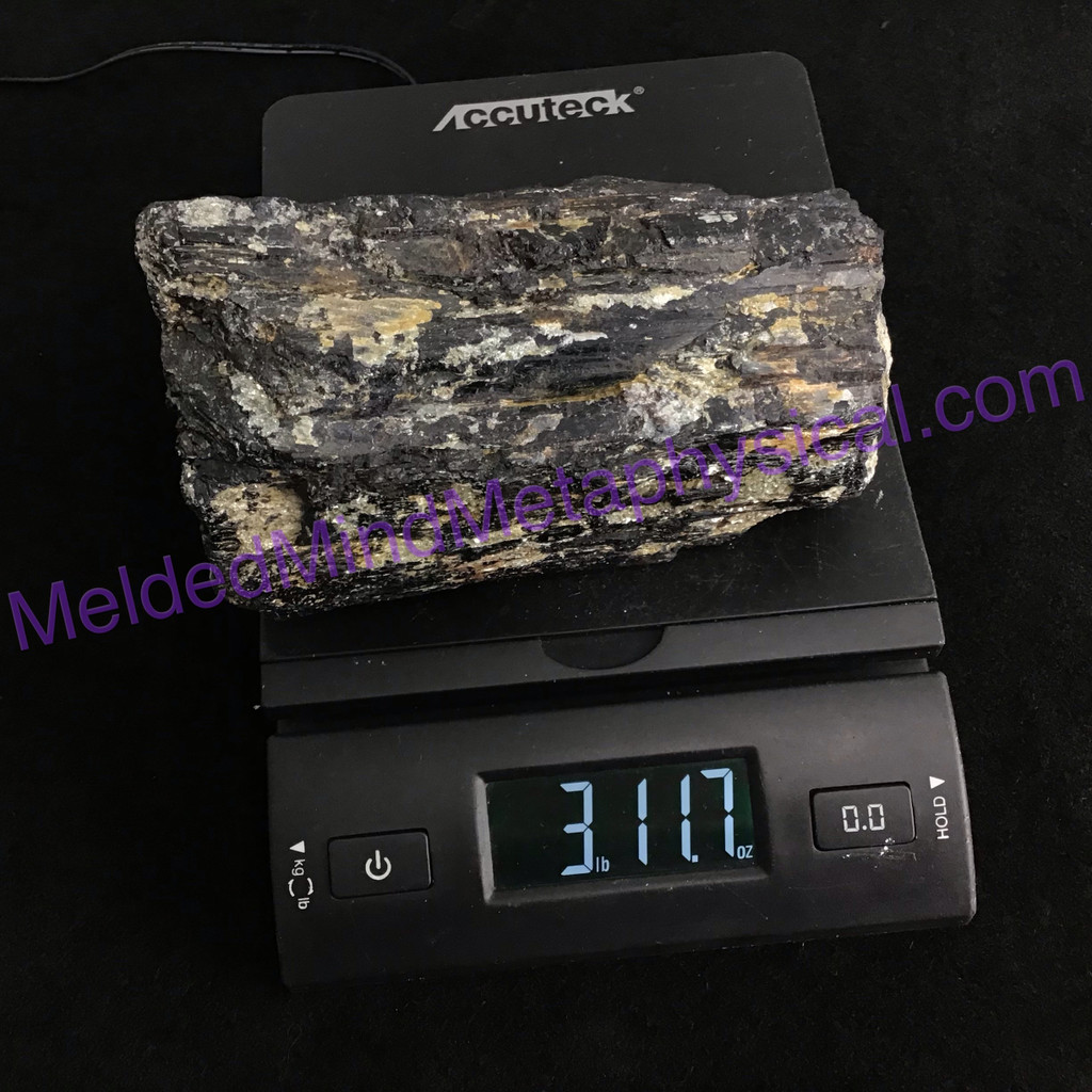MeldedMind Black Rough Tourmaline Specimen 5.59in Grounding Energy 535