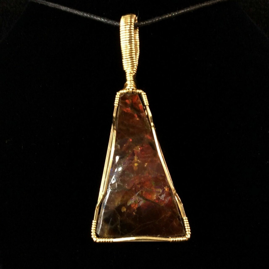 MeldedMind Wire Wrapped Ammolite Pendant Hand Crafted by Artist Fred Tunderman