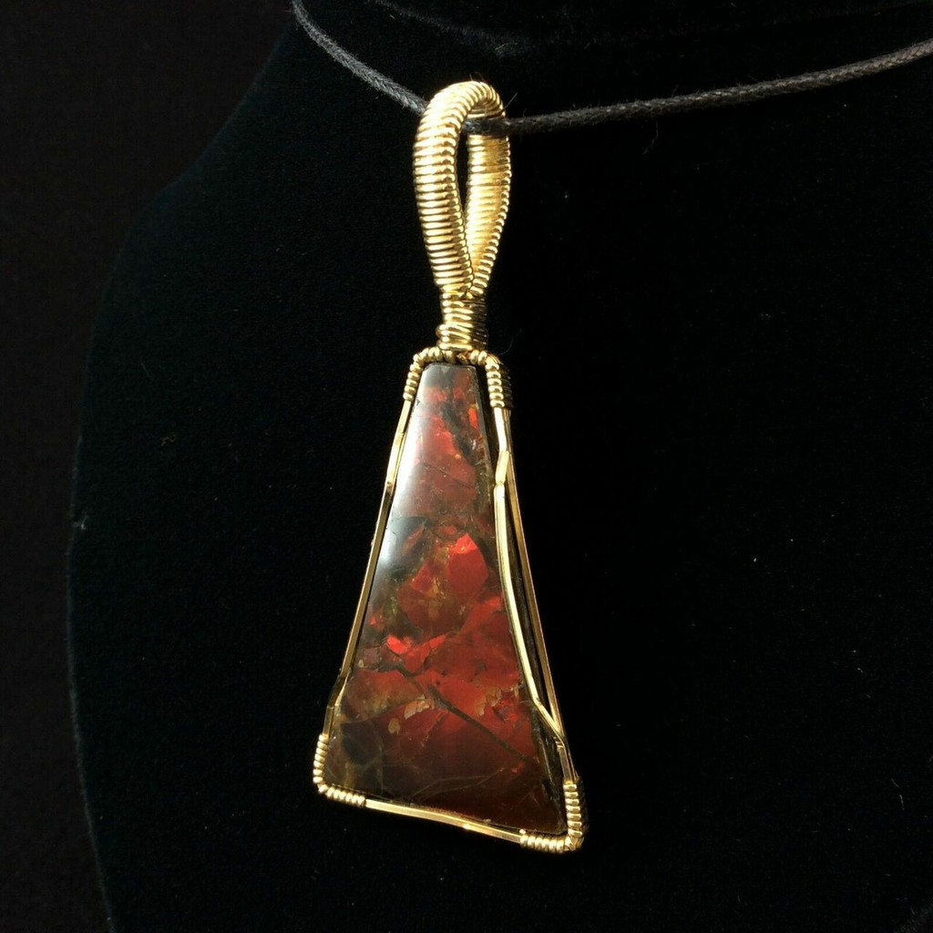 MeldedMind Wire Wrapped Ammolite Pendant Hand Crafted by Artist Fred Tunderman